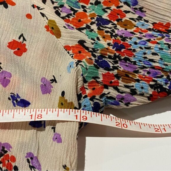 Democracy Boho Floral Crisscross V-Neck Embroidered Lace Neck Blouse Women's L - Picture 14 of 15